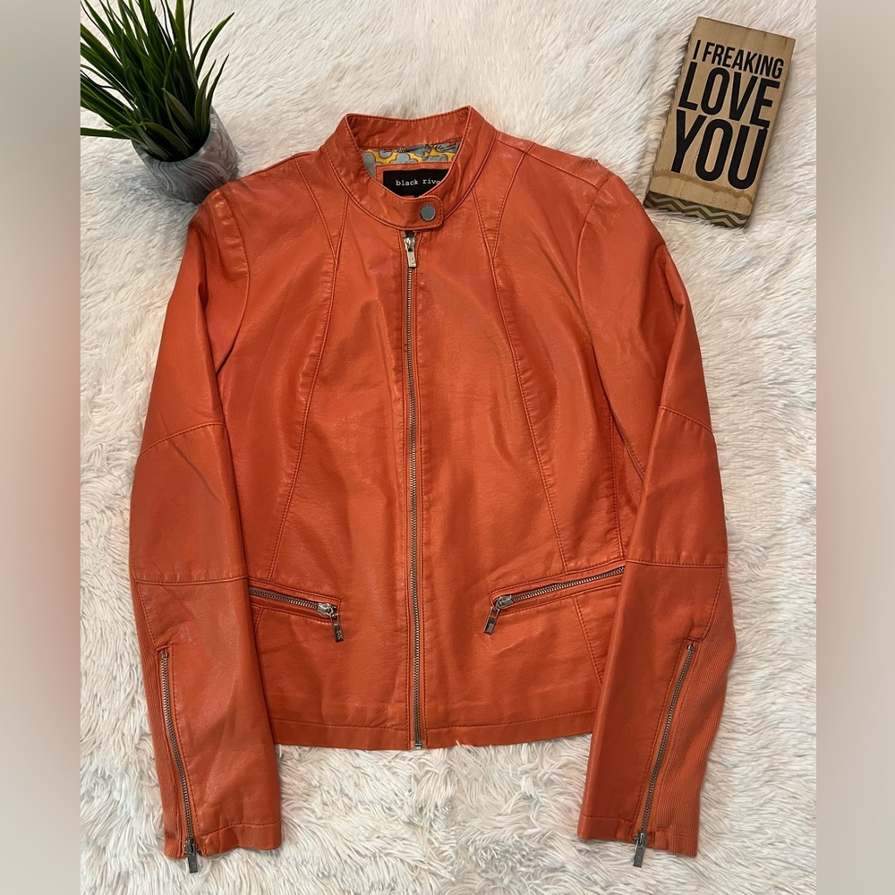 Black Rivet Faux Moto Jacket